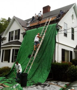Repairing the Flynn House roof  