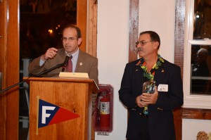 Representative Dave Vieira presents certificate to Joe Martinho   